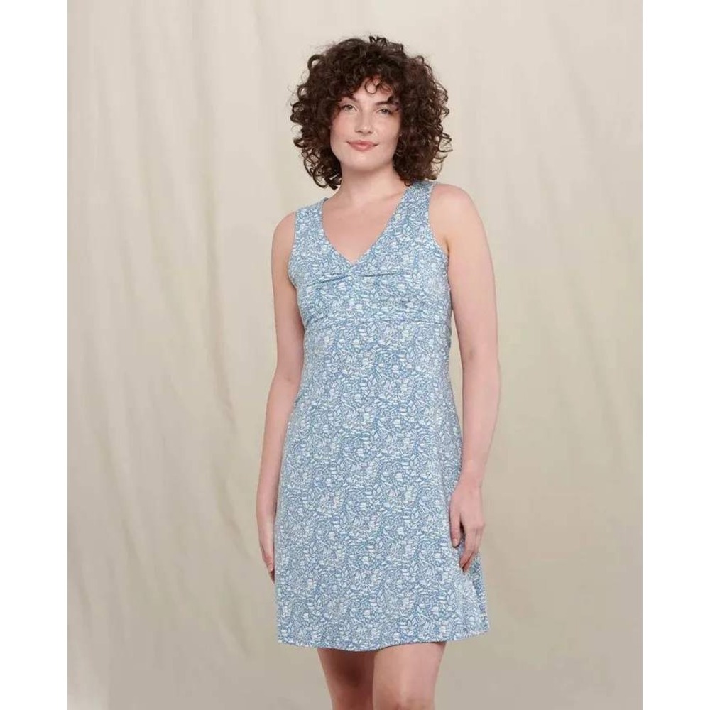 Toad&Co NWT Rosemarie SL Dress Glacier Spring Print Blue Flora Outdoor- L